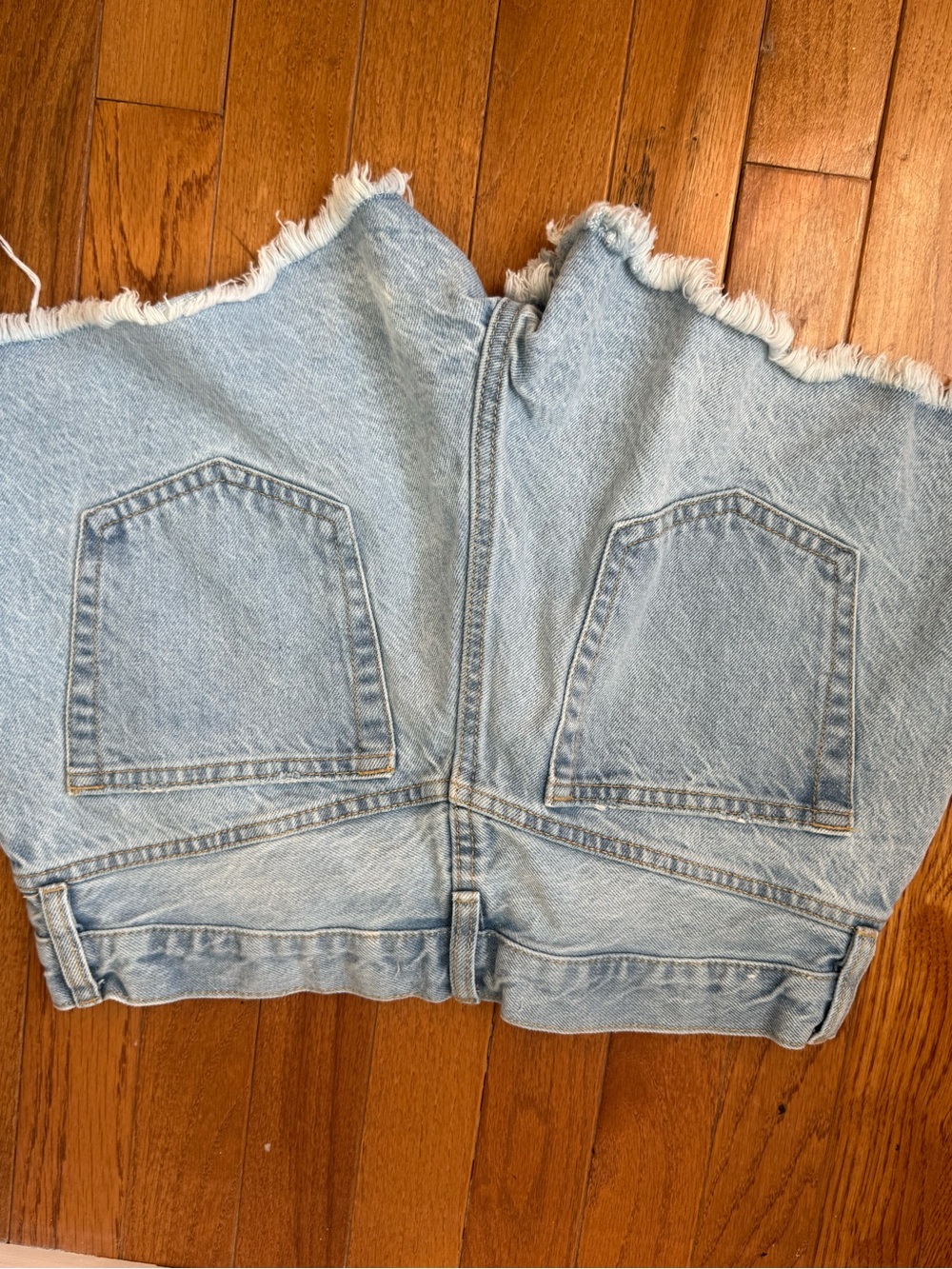 Mango Light Blue Denim Cutoff Shorts with Raw Fray
